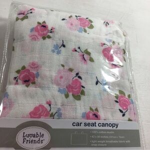 Luvable Friends Baby Car Seat Canopy Floral Pink New